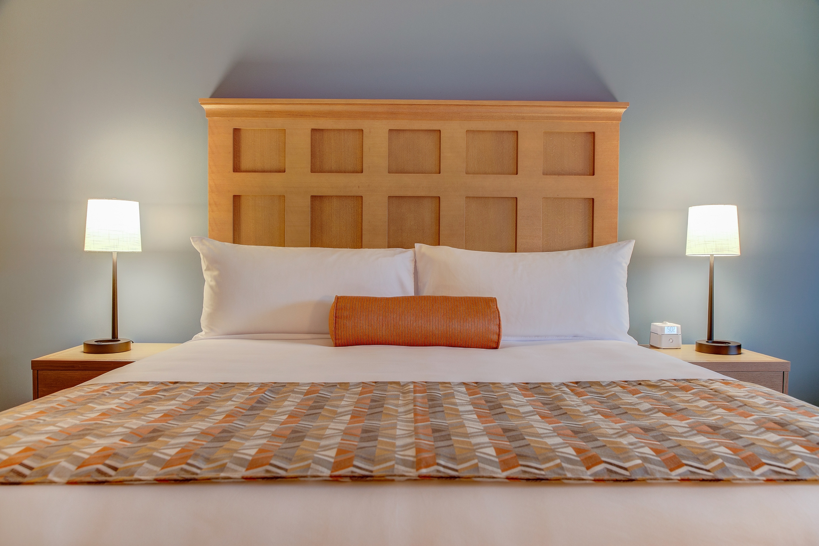 King bed in a guest room at The Glen House