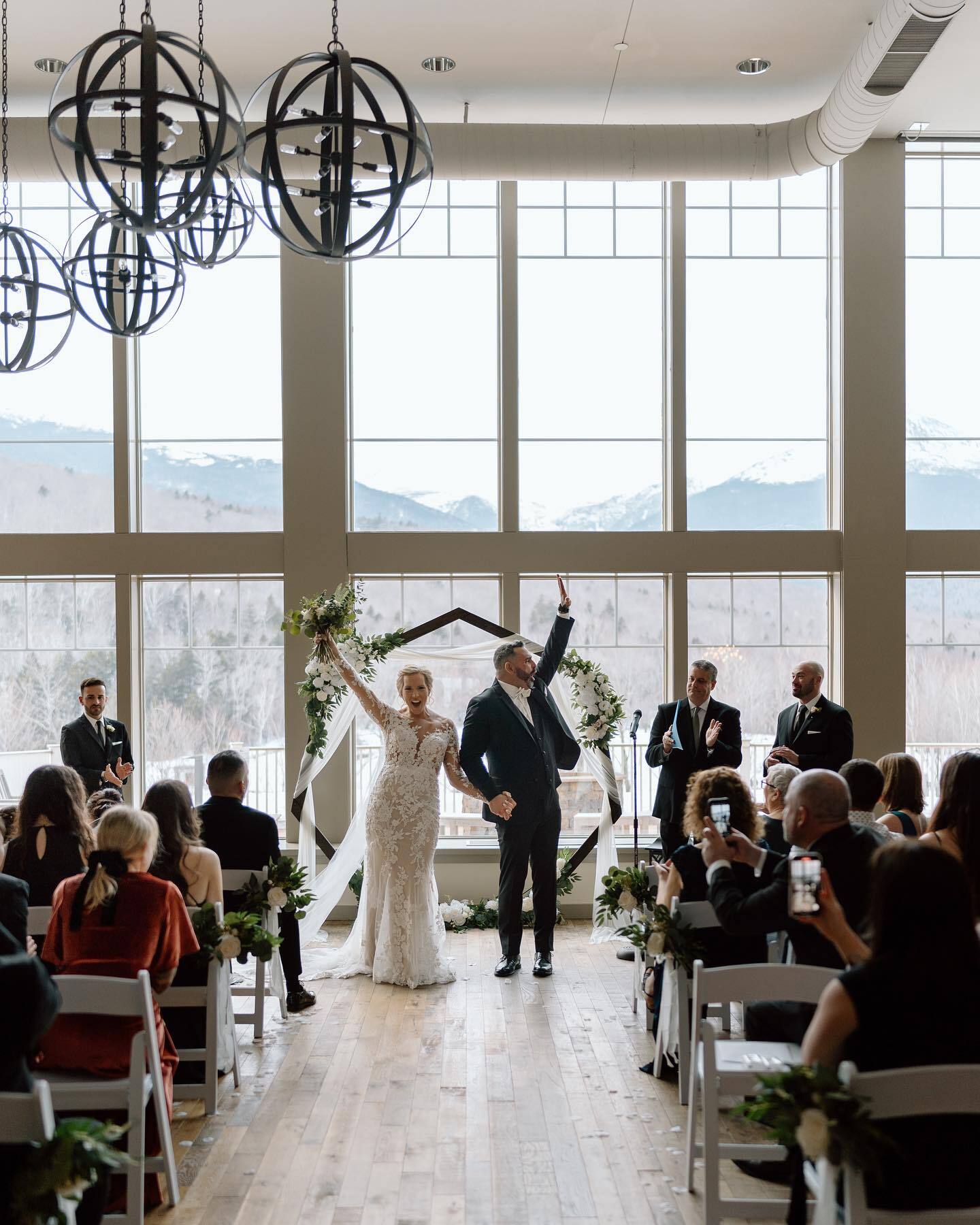 Newlywed couple celebrating their ceremony at The Glen House