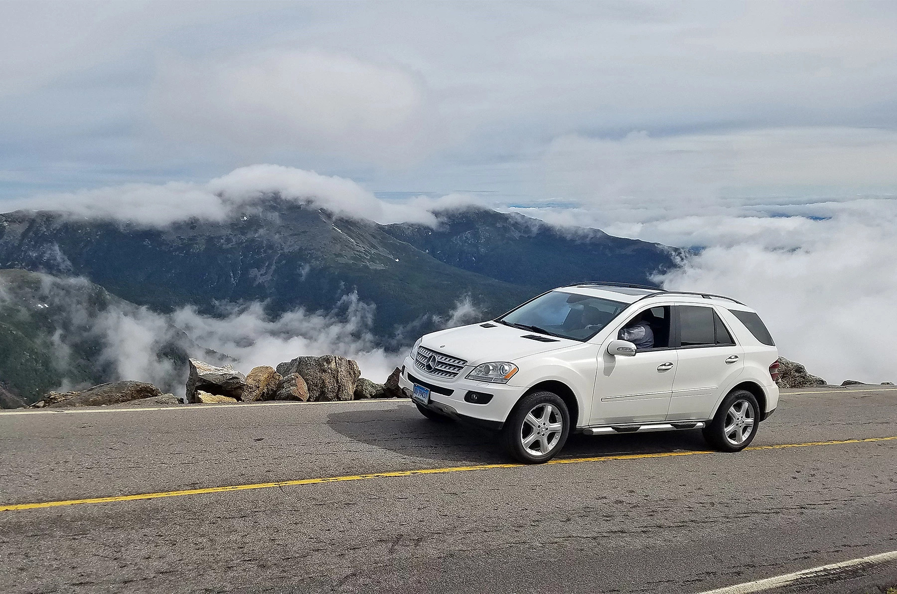 Car driving up the Mt. Washington Auto Road