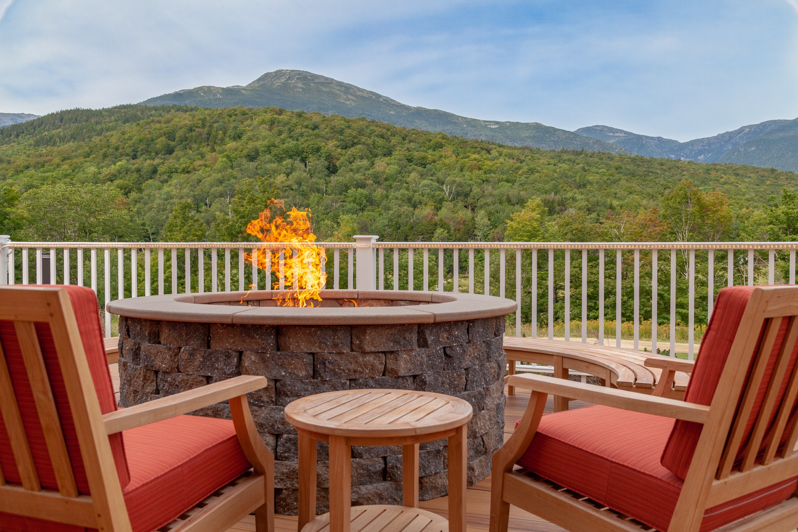Luxury Outdoor Fire Pit Lounge with Mountain Views at The Glen House
