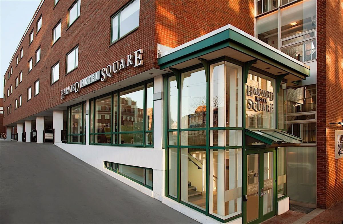 Green trimmed Entrance at Harvard Square Hotel