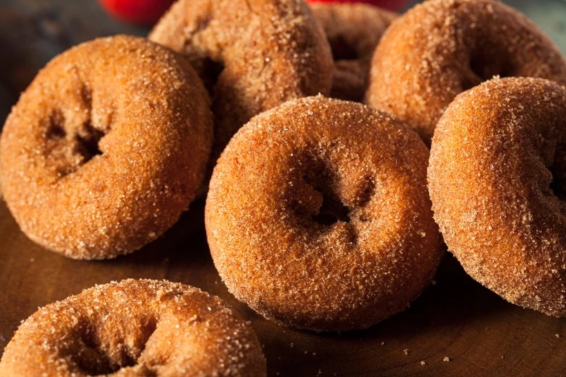 Close up of apple cider donuts